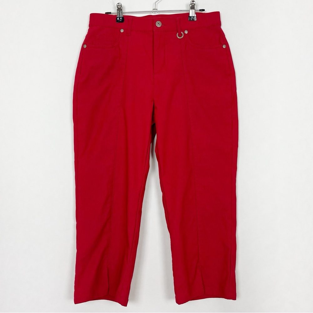 Simon Chang‎ Women’s Red Cropped Pants Capri Size 8 Stretch